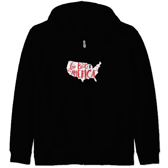 God Bless America USA Map Patriotic 4th of Julygod Zip Hoodies