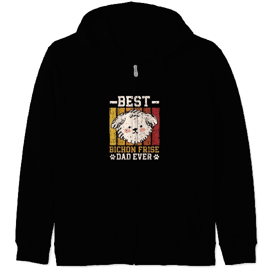 Best Bichon Frise Dad Ever Curly Hair Pup Puppy Zip Hoodies