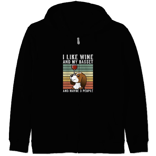 I Like Wine And My Basset Hound Zip Hoodies
