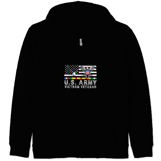 Vietnam Veteran Eagle US Flag Dog Tag Vintage Zip Hoodies