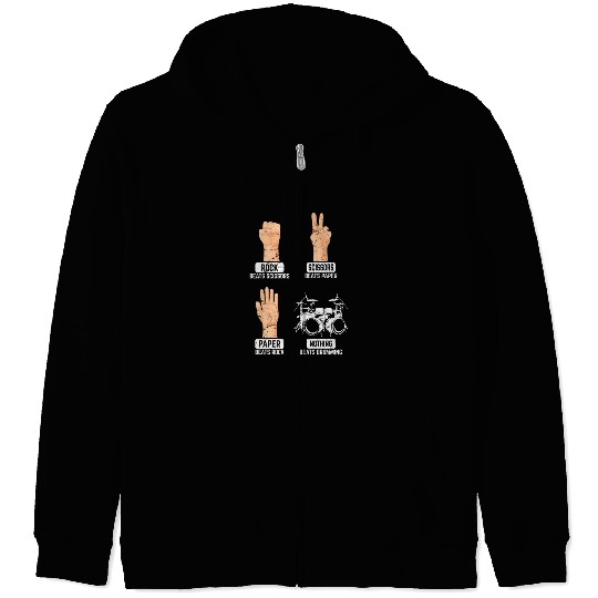 Rock Paper Scissors Nothing Beats Drumming Funny D Zip Hoodies