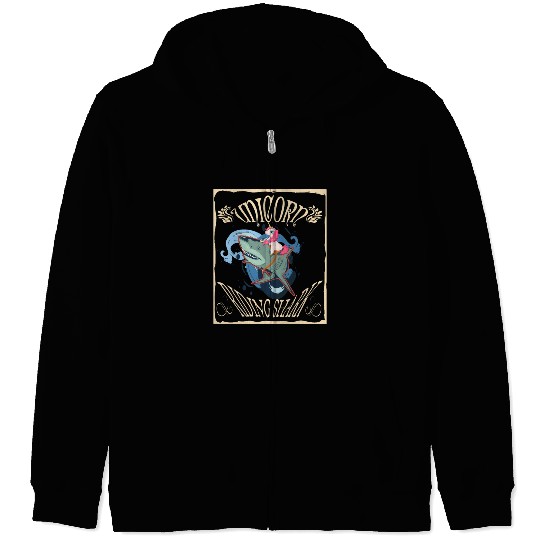 Unicorn Riding Shark Zip Hoodies