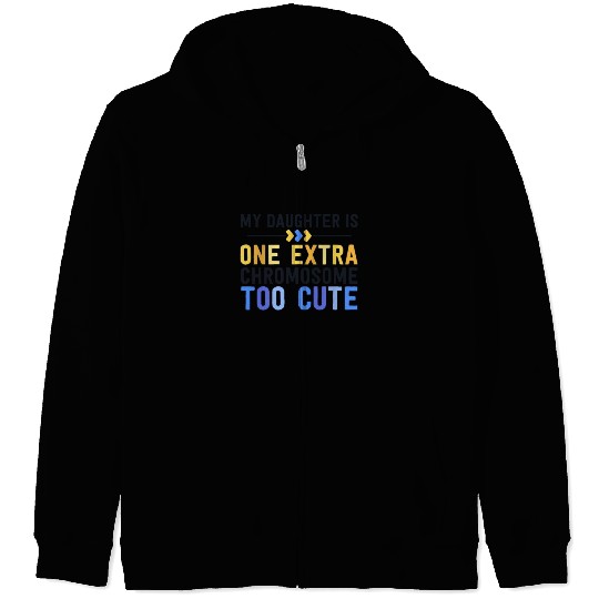 Family Down Syndrome Awareness for Dad Mom Extra Zip Hoodies