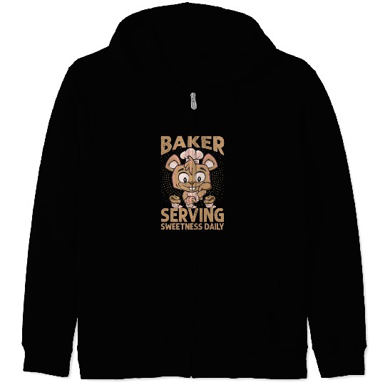Baker Serving Sweetness Daily - Cakes - Funny - Ba Zip Hoodies