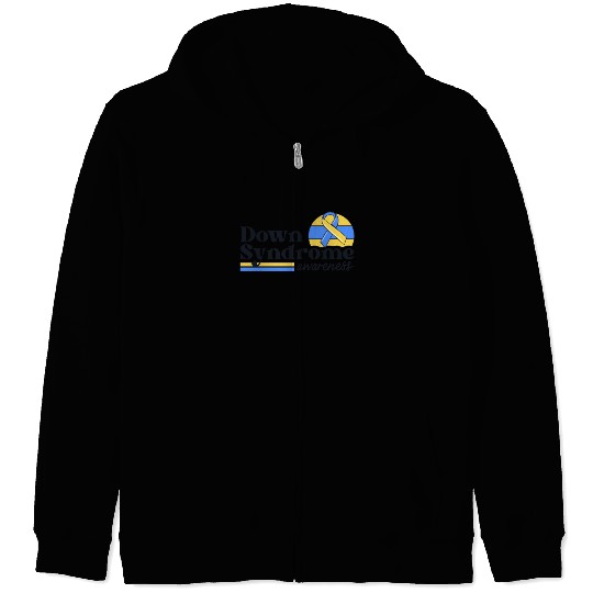 Down Syndrome Awareness Retro Sunset Yellow Blue Zip Hoodies