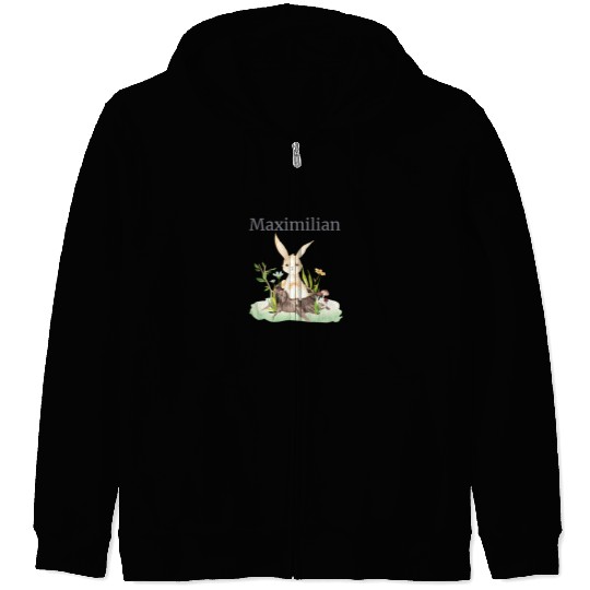 Waldtier Reh Hase Hedgehog Flowers Name Maximilian Zip Hoodies