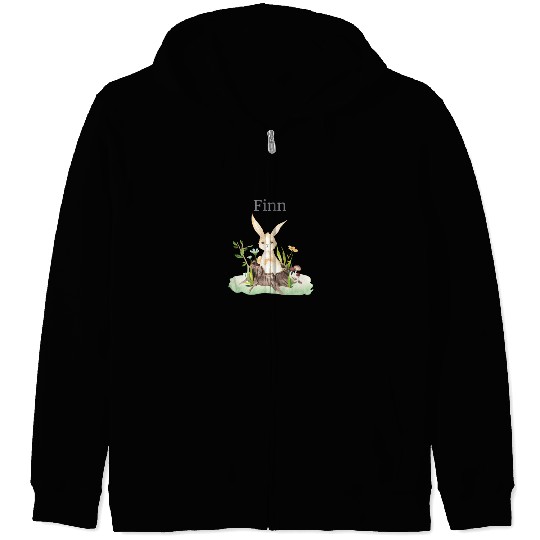 Waldtier Reh Hase Hedgehog Flowers Name Finn Zip Hoodies