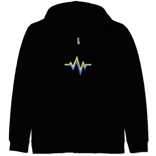 Yellow Blue Heartbeat World Down Syndrome Zip Hoodies