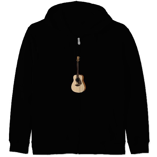 Acoustic Guitar Instrument Illustration Zip Hoodies