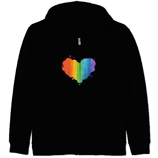 LGBT Gay Lesbian Pride Month Heart Flag LGBT Aware Zip Hoodies
