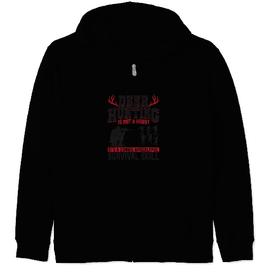 Buck Deer Hunting Hunter Zombie Zip Hoodies