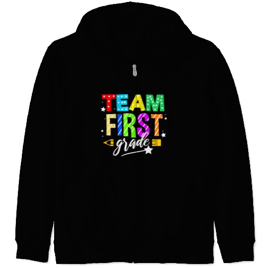 Team First Grade For Elementary Teacher Zip Hoodies