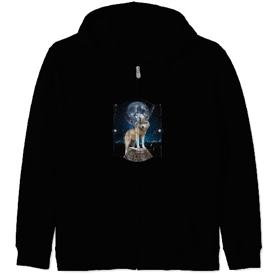 Wolf Moon Forest Wolves Nature Nature Liever Full Zip Hoodies