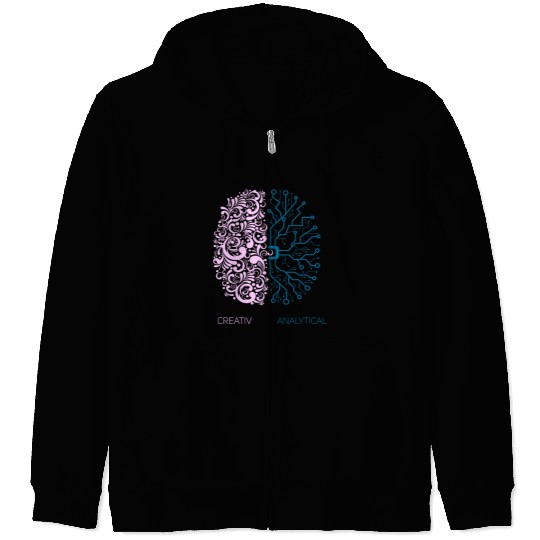 brain creativ nerd geek school genius analytic pc Zip Hoodies