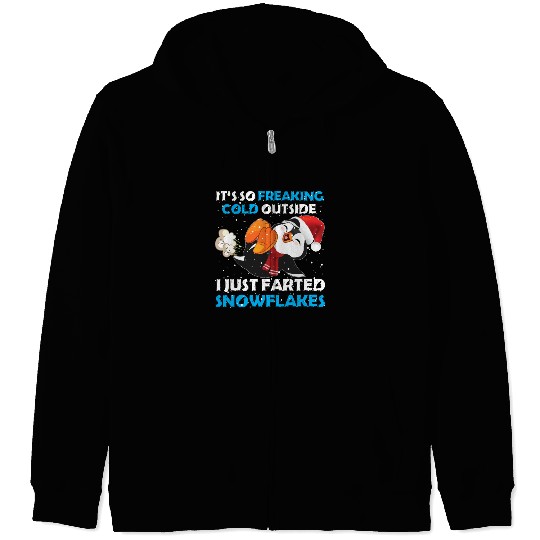 I Just Farted Snowflakes Funny Penguin Christmas Zip Hoodies