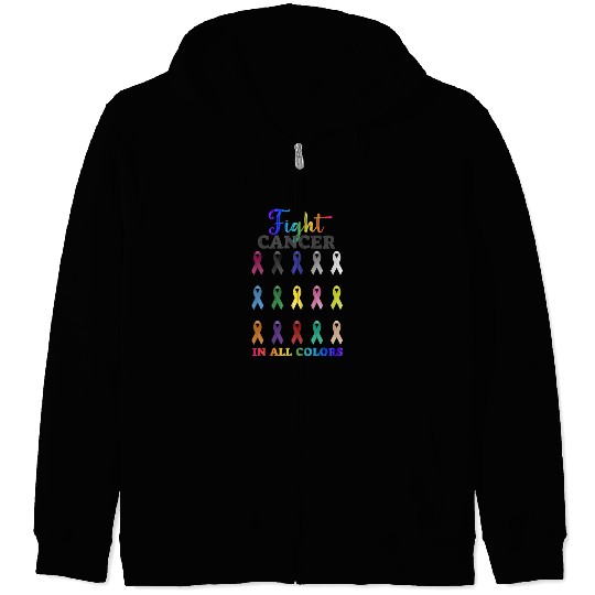 Cancer Sucks In Every Color Fighter Fight Support Zip Hoodies