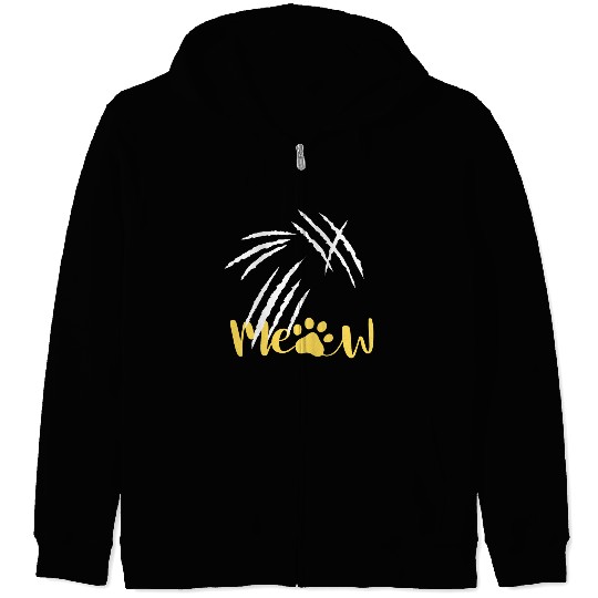 meow cat scratch Zip Hoodies