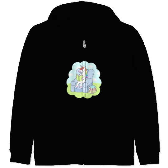 Unicorn Reader Zip Hoodies
