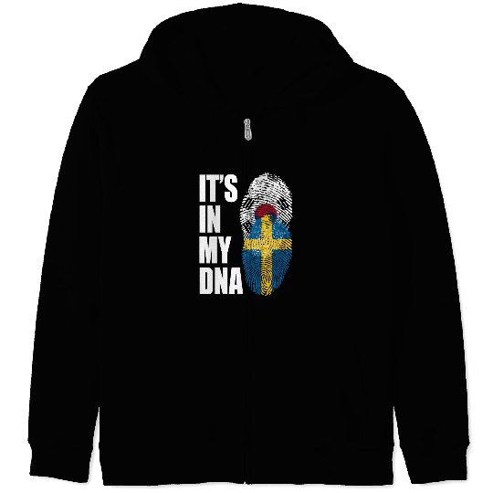 South Korean And Swedish Mix Heritage DNA Flag Zip Hoodies