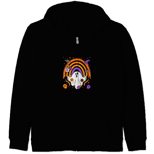 Dripping Rainbow Ghost Halloween Costume Men Women Zip Hoodies