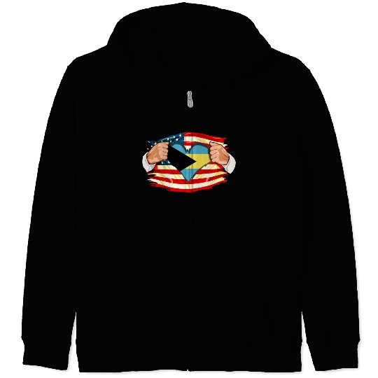 Bahamian Who Live in America Bahamas Flag Zip Hoodies
