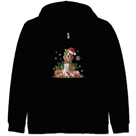 Christmas Beagle Dog Cute Zip Hoodies