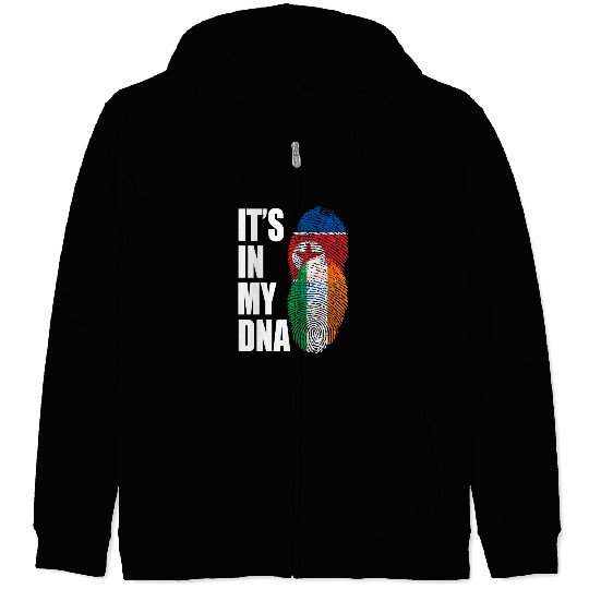 North Korean And Irish Mix Heritage DNA Flag Zip Hoodies