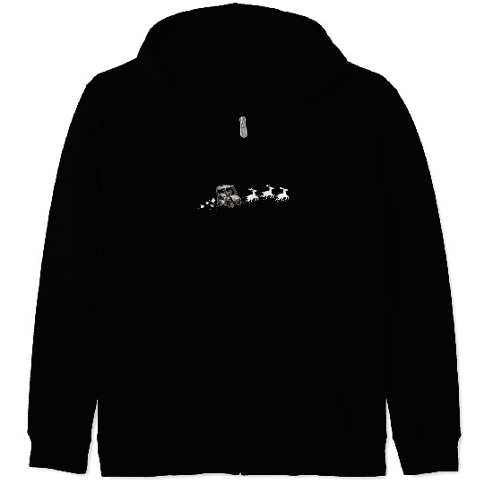 Golf Cart Santa Christmas Sleigh - Funny Golf Cart Zip Hoodies