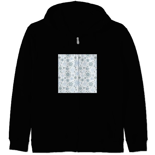 Modern Snowflakes Pattern White Blue Zip Hoodies
