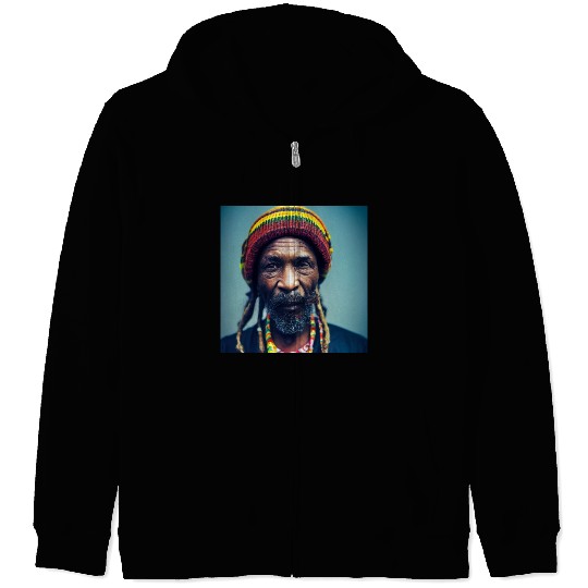 Rastafari Realistic photograph painting Zip Hoodies