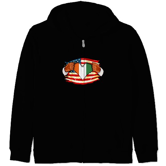 Ivorians Who Live in America Ivory Coast Flag Zip Hoodies