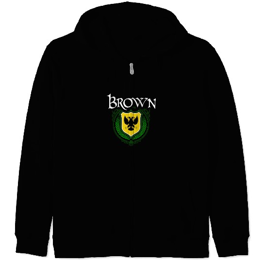 Brown Family Irish Coat of Arms Clan Crest Zip Hoodies