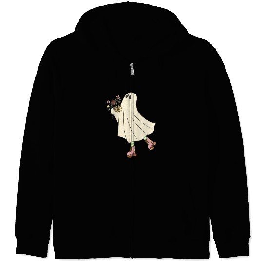 Cute Flower Ghost Women Halloween Party Costume Zip Hoodies