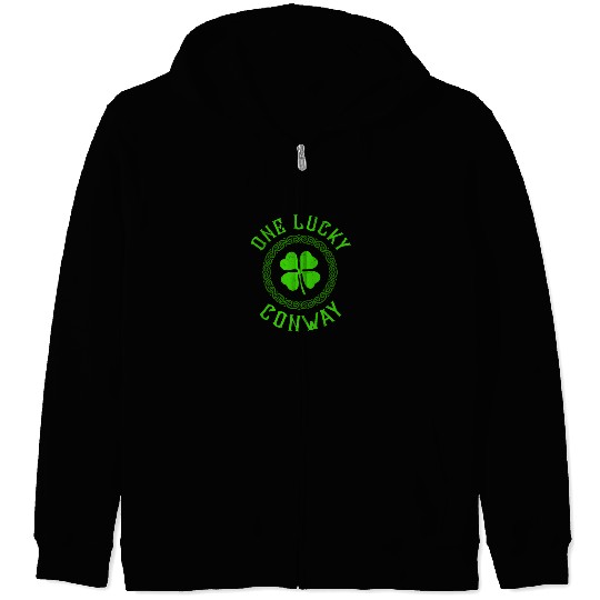 One Lucky Conway Irish Family 4 Leaf Clover Zip Hoodies