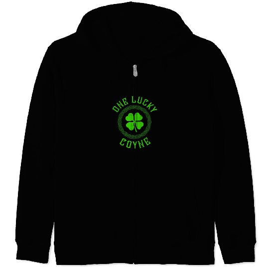 One Lucky Coyne Irish Family 4 Leaf Clover Zip Hoodies