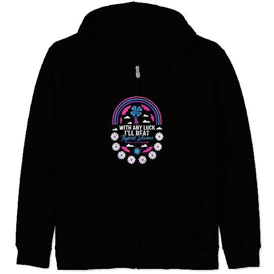 Thyroid Cancer Awareness Zip Hoodies, With Any Luck