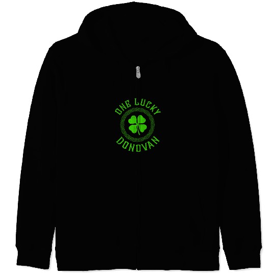 One Lucky Donovan Irish Family Four Leaf Clover Zip Hoodies