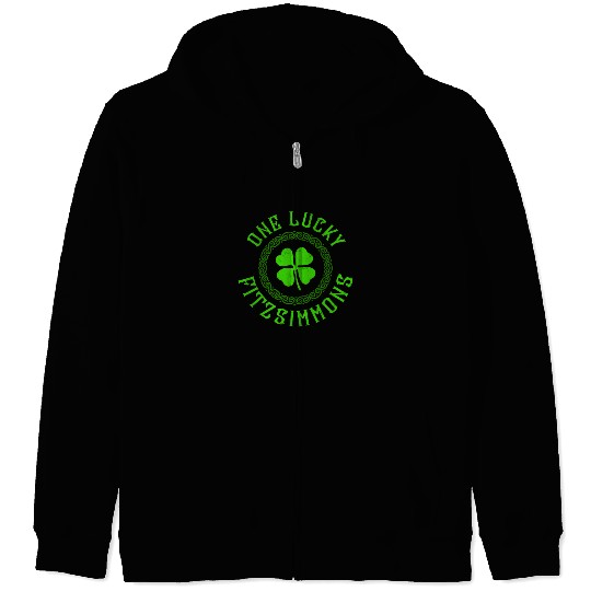 One Lucky Fitzsimmons Irish Family 4 Leaf Clover Zip Hoodies