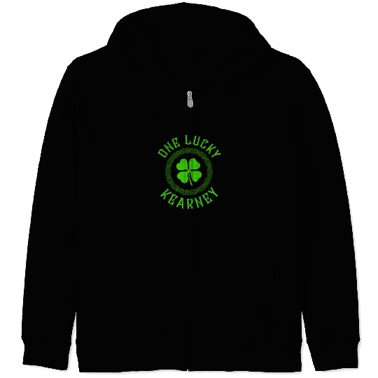 One Lucky Kearney Irish Family Four Leaf Clover Zip Hoodies