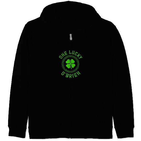 One Lucky O'Brien Irish Family Four Leaf Clover Zip Hoodies