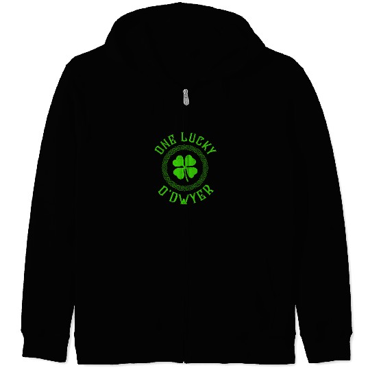 One Lucky O'Dwyer Irish Family Four Leaf Clover Zip Hoodies