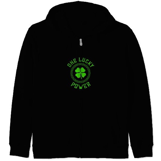 One Lucky Power Irish Family Four Leaf Clover Zip Hoodies