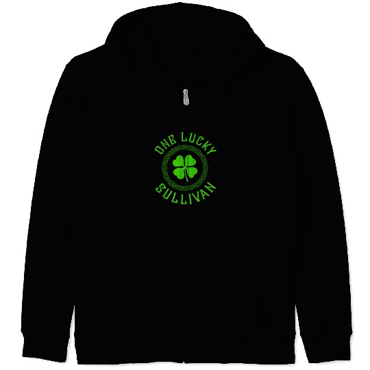One Lucky Sullivan Irish Family Four Leaf Clover Zip Hoodies