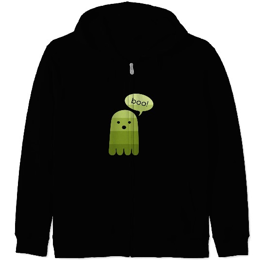 Army Green Boo Ghost Halloween Zip Hoodies