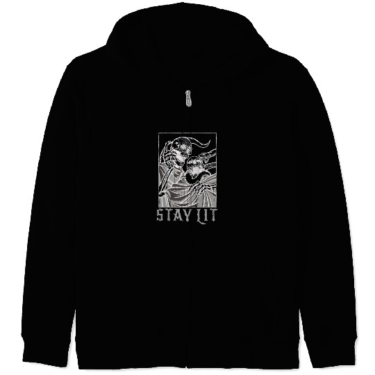 Skeleton Bones Tarot Card Occult Stay Gothic Zip Hoodies