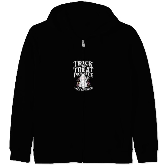 Trick or treat people with kindness - cute ghost Zip Hoodies