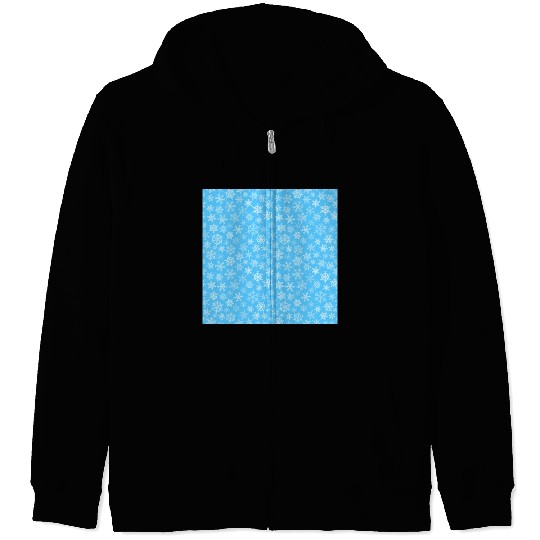 Modern Blue Snowflakes Pattern Zip Hoodies