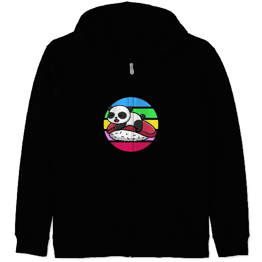 Panda Sleeps On Sushi Zip Hoodies