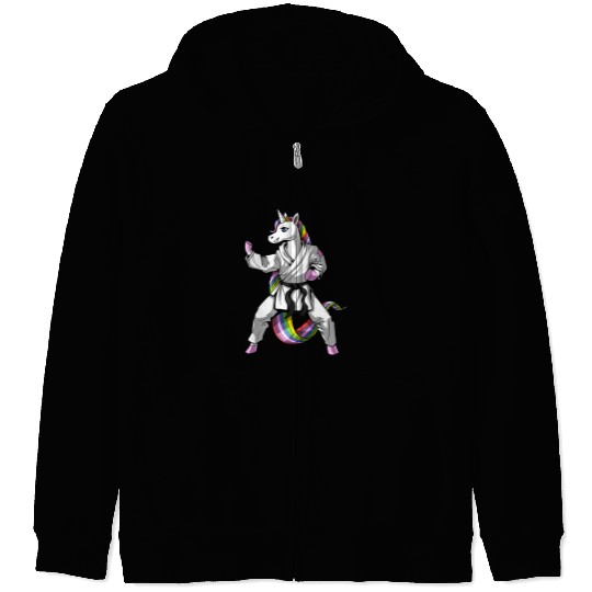 Unicorn Karate Girl Zip Hoodies