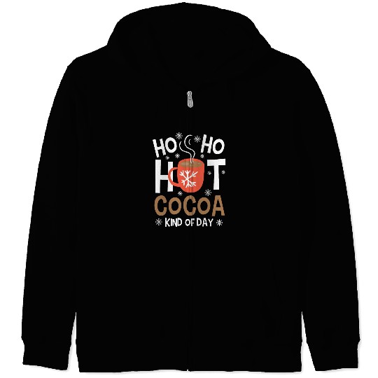 Christmas Funny Ho Ho Hot Cocoa Xmas Holiday Gift Zip Hoodies